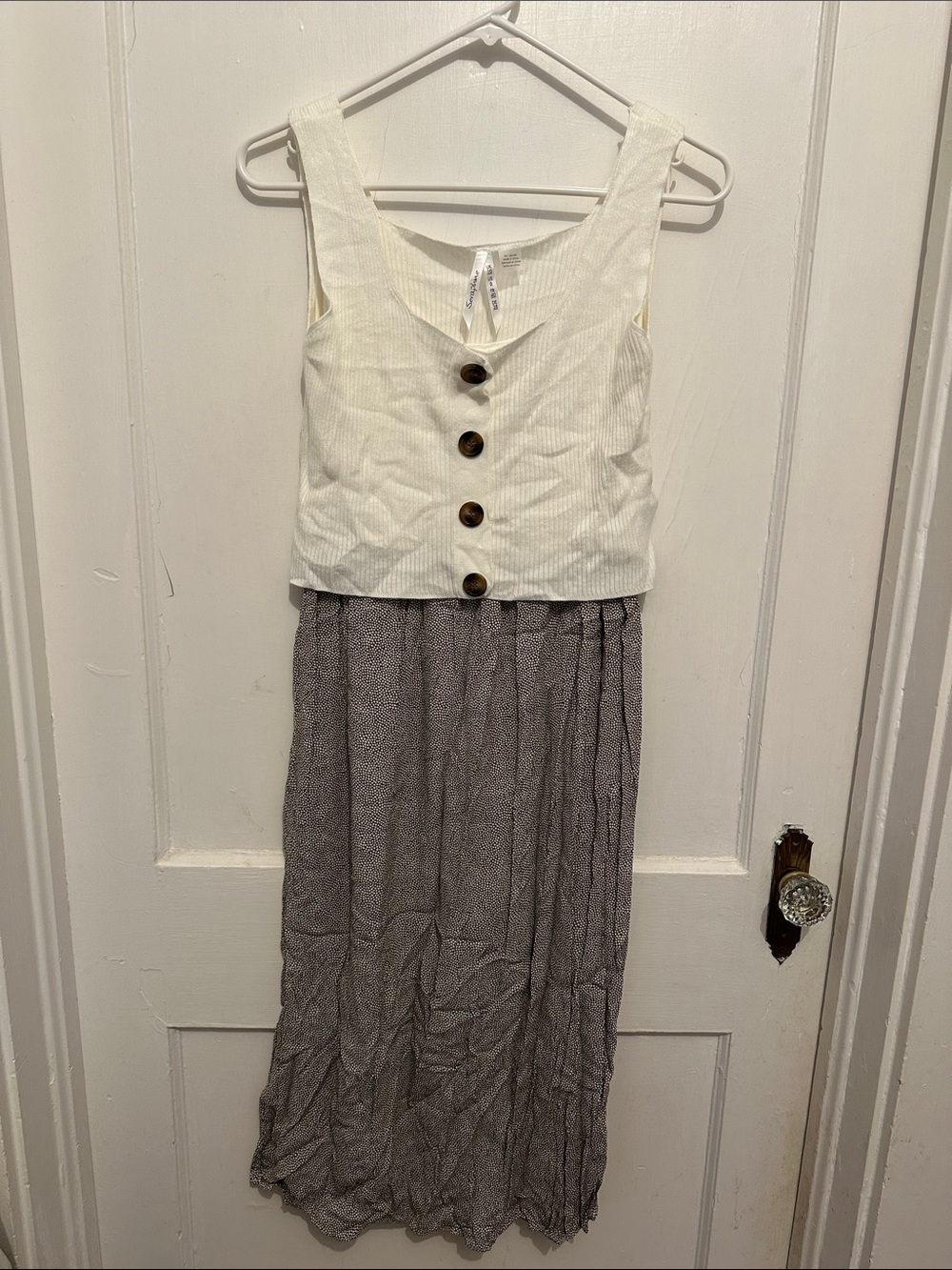 Seraphine Cream and Brown Two-Tone Midi Dress